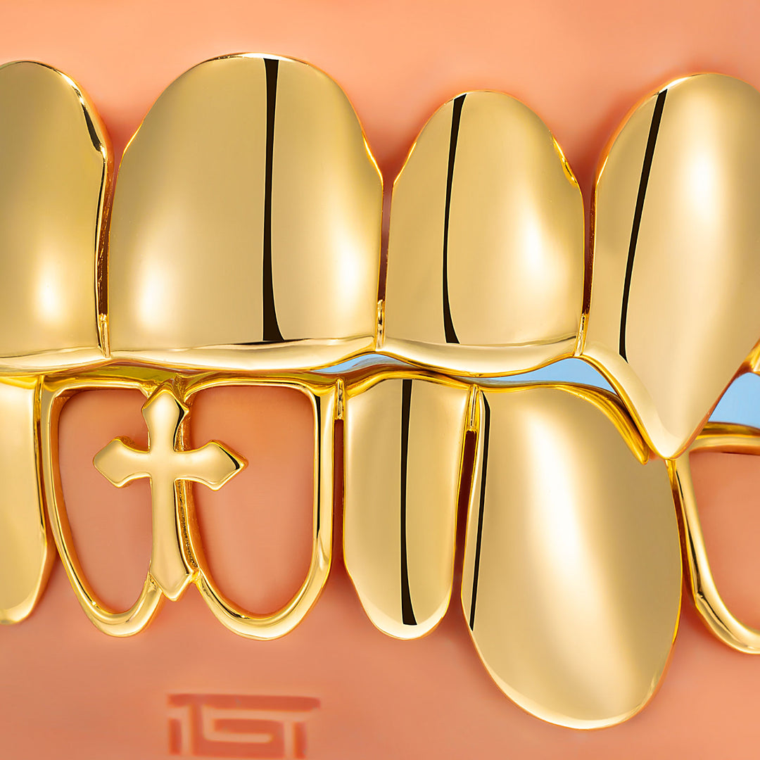 Open Face Cross Solid Fang Grillz