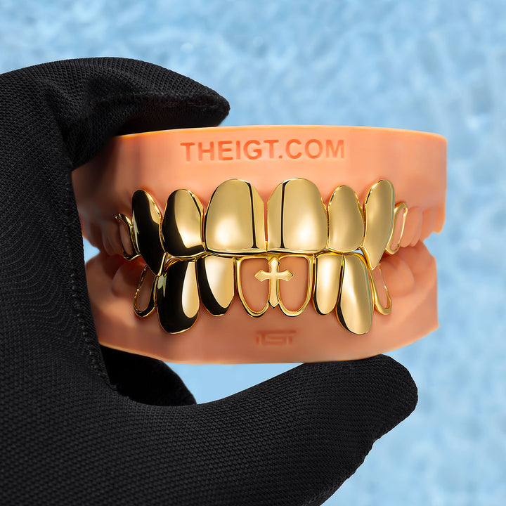 Open Face Cross Solid Fang Grillz