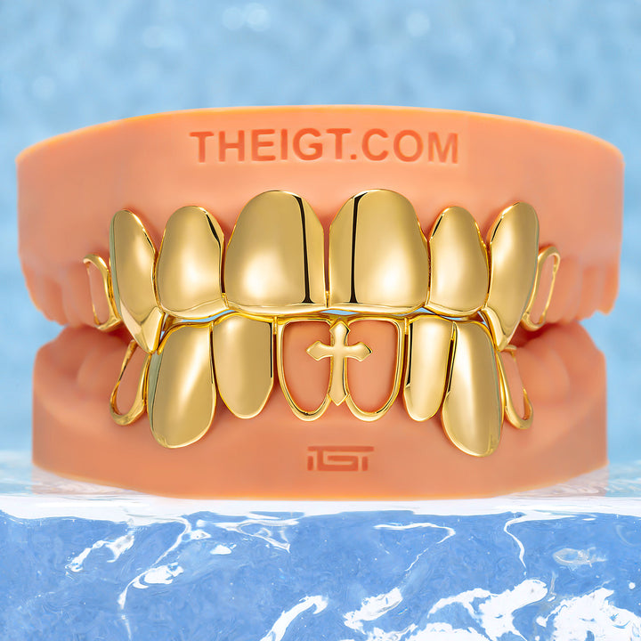 Open Face Cross Solid Fang Grillz