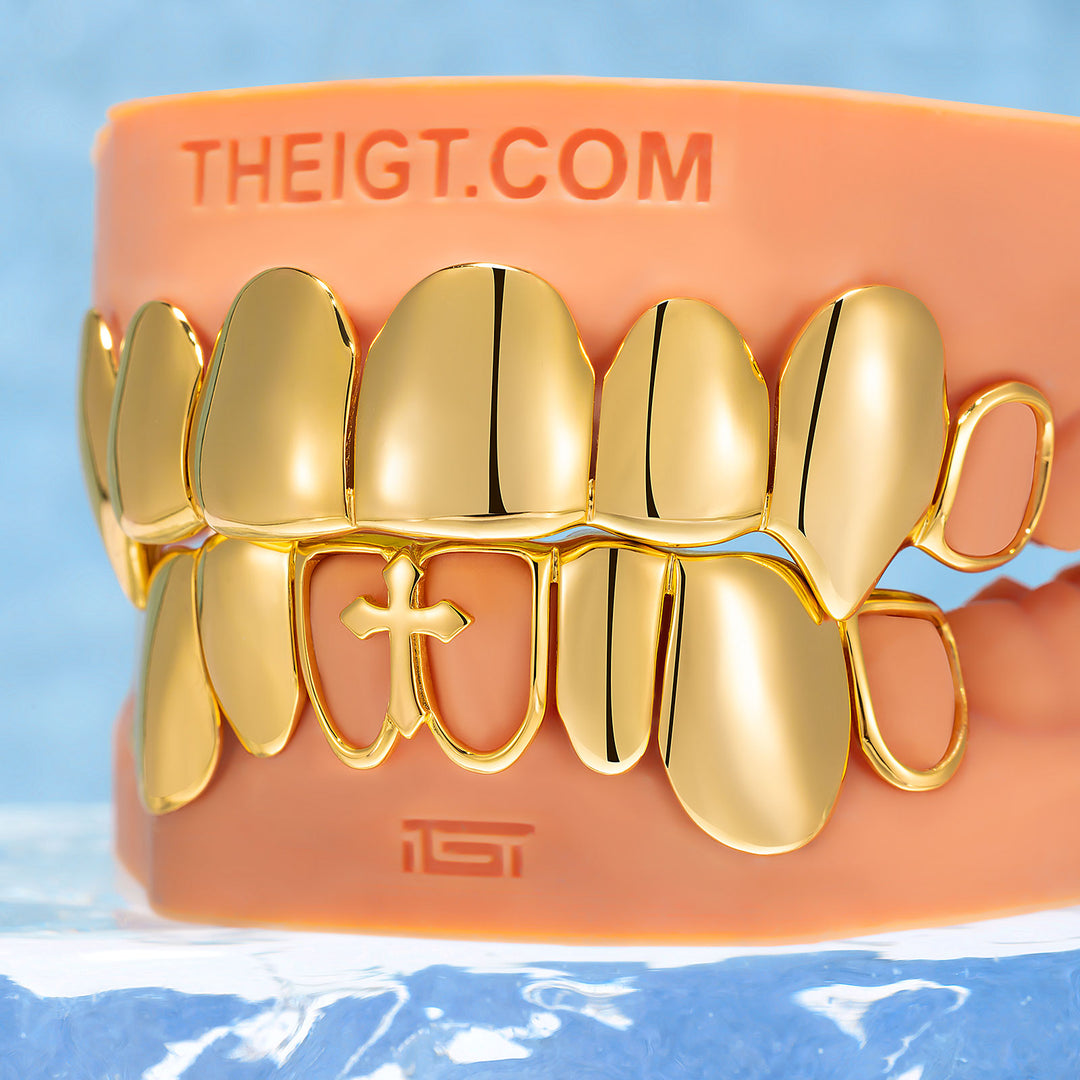 Open Face Cross Solid Fang Grillz