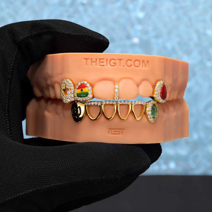 Open Face Star Opal Enamel Flag Grillz