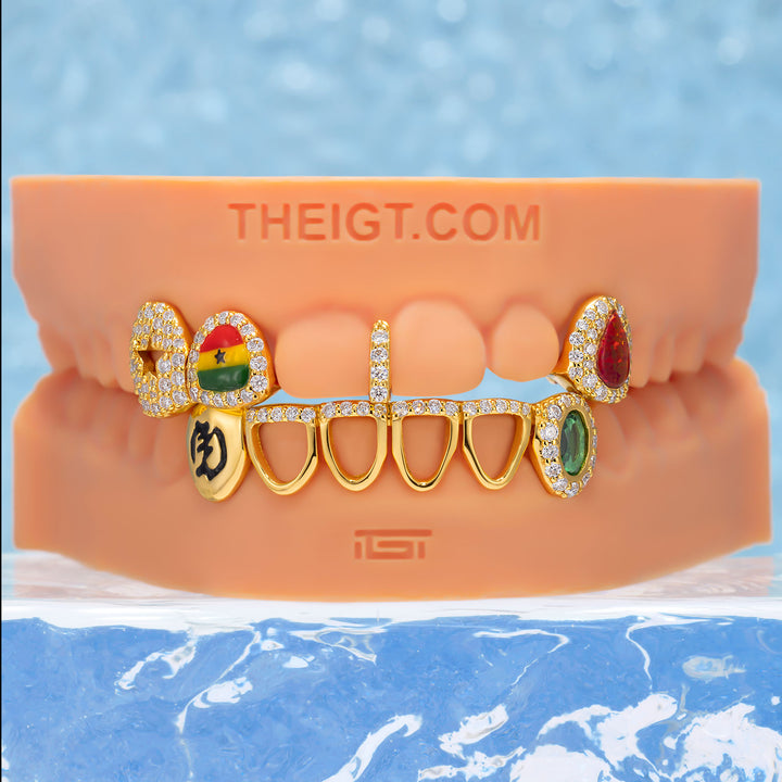 Open Face Star Opal Enamel Flag Grillz