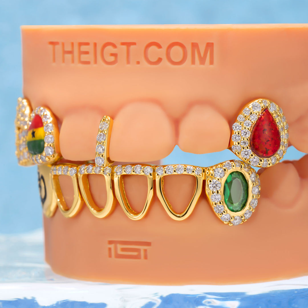 Open Face Star Opal Enamel Flag Grillz