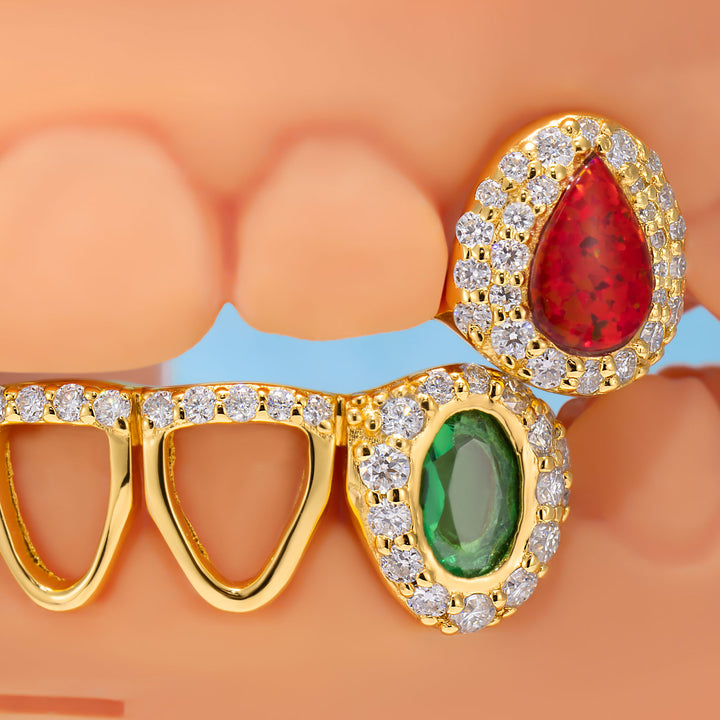 Open Face Star Opal Enamel Flag Grillz