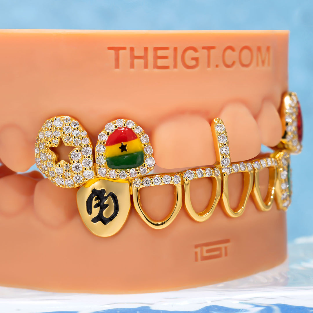Open Face Star Opal Enamel Flag Grillz