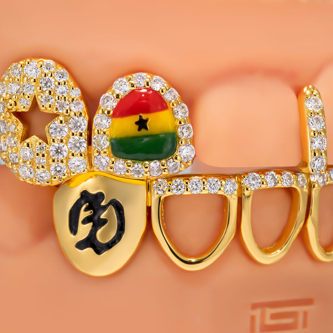 Open Face Star Opal Enamel Flag Grillz