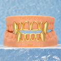 Open Face W Double Solid Fangs Grillz