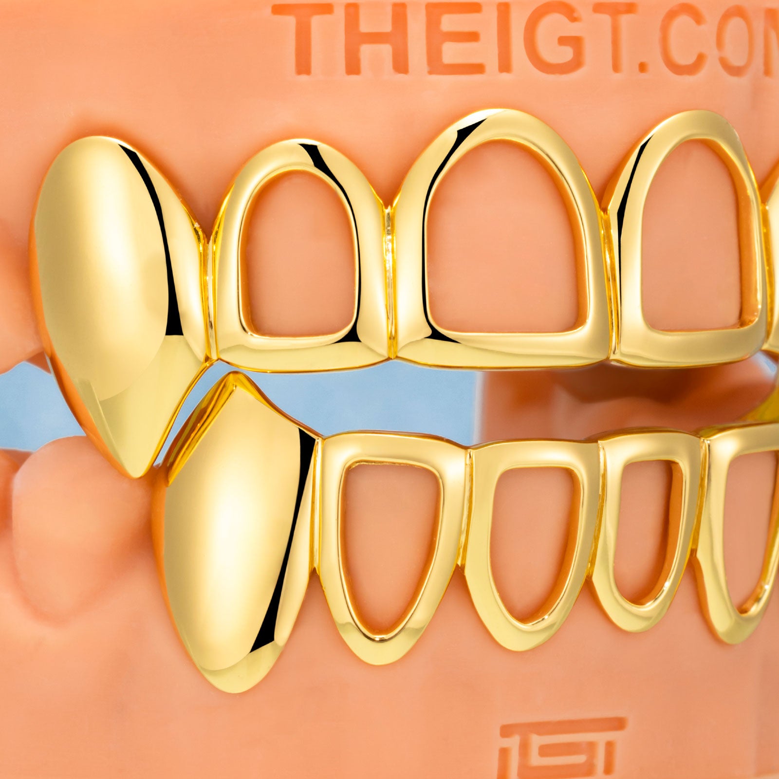 Open Face W Double Solid Fangs Grillz