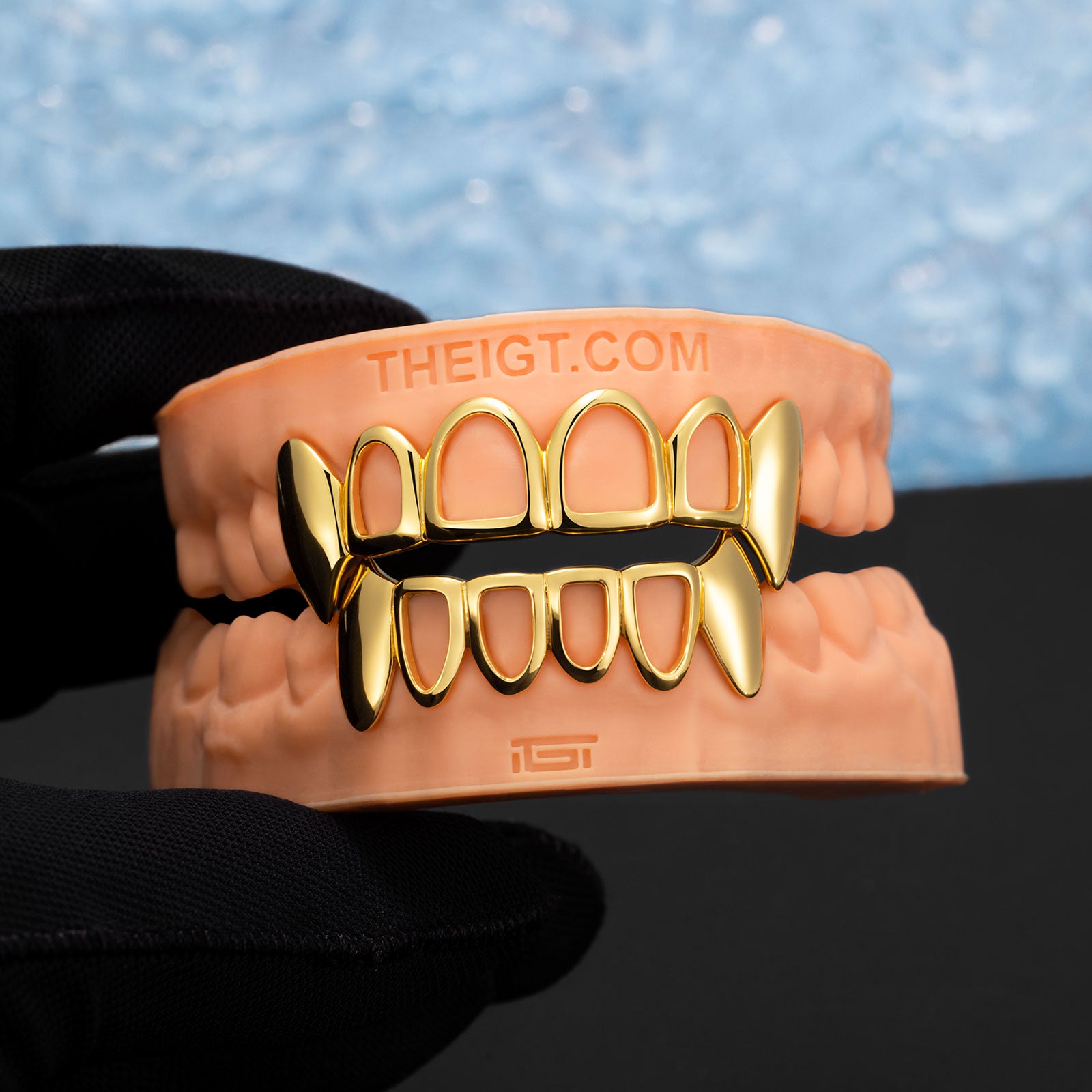 Open Face W Double Solid Fangs Grillz