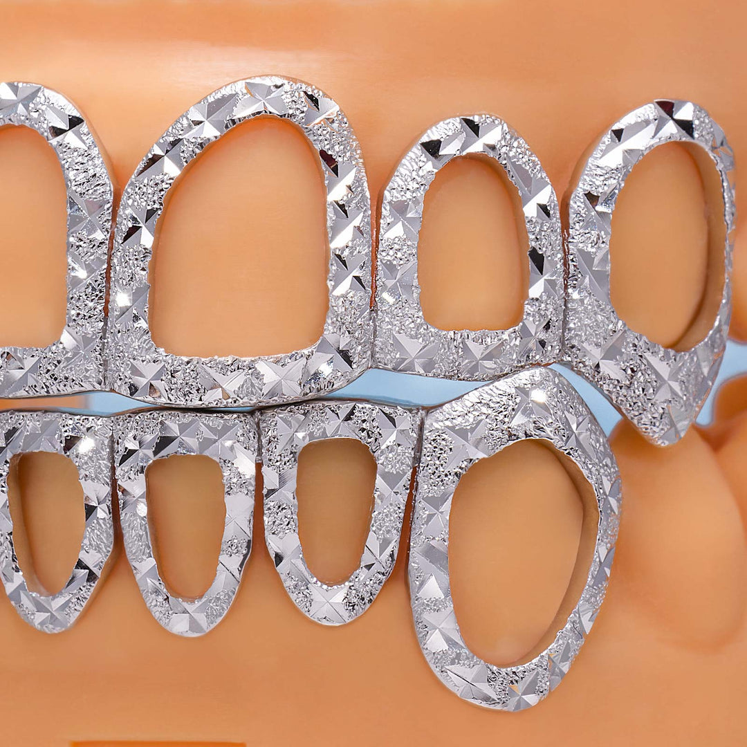 Open Face With Diamond Cut And Diamond Dust Grillz
