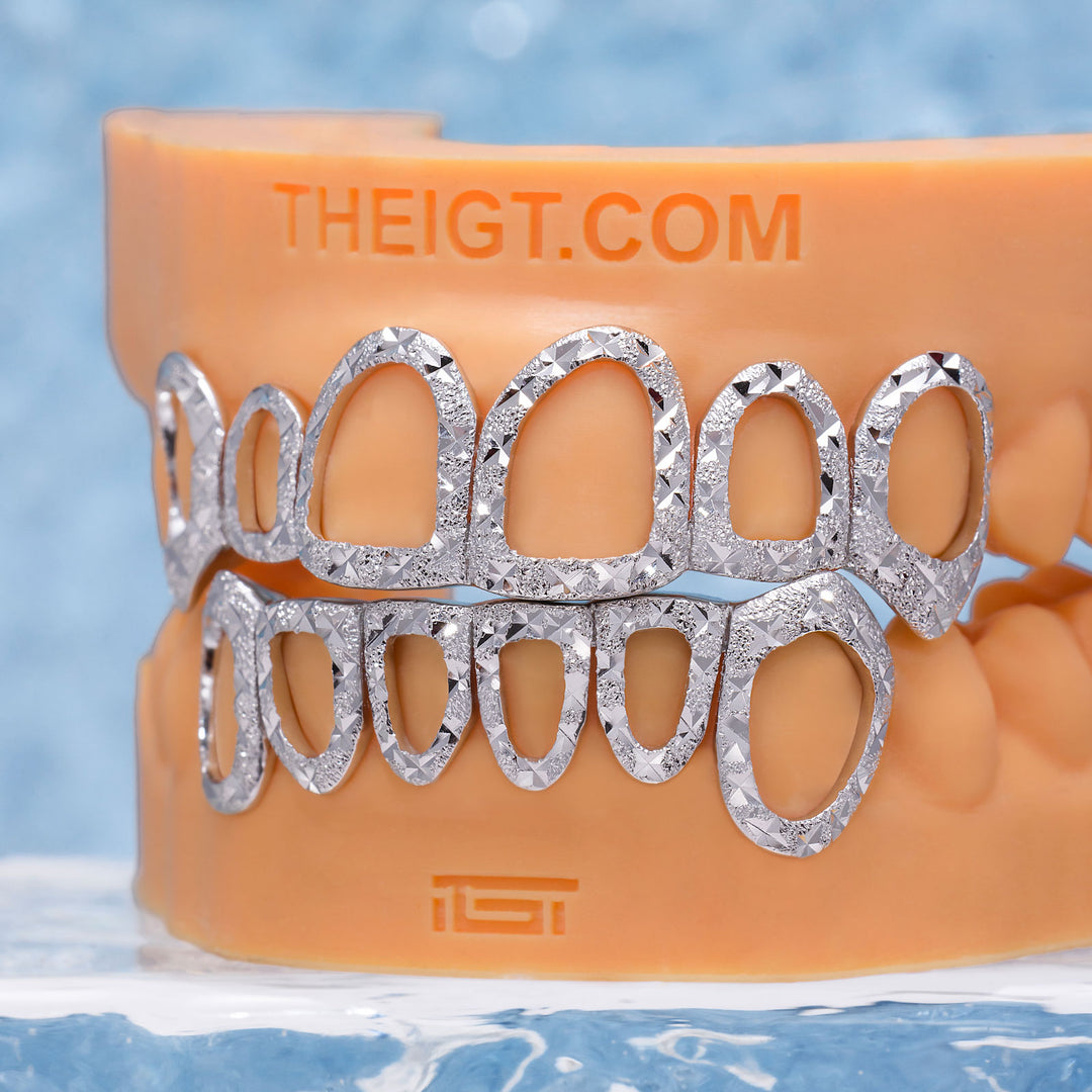 Open Face With Diamond Cut And Diamond Dust Grillz