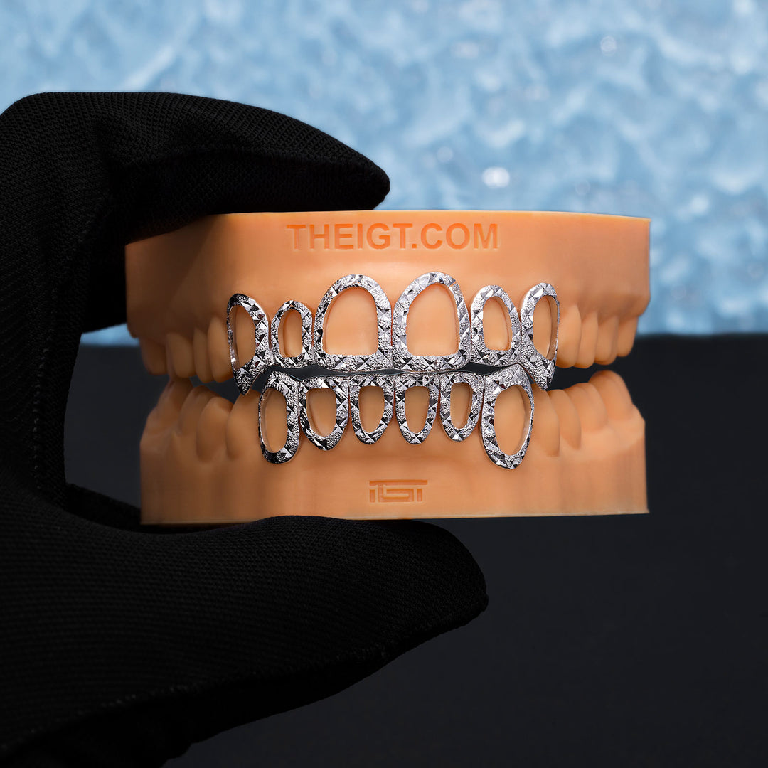 Open Face With Diamond Cut And Diamond Dust Grillz