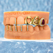 Open Face With Diamond Gap Bar Grillz