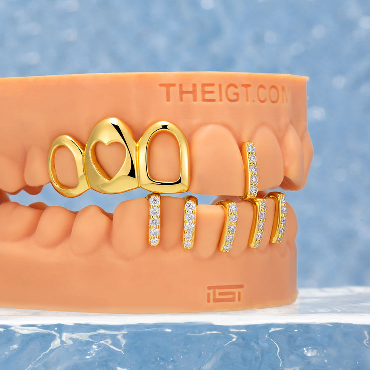 Open Face With Diamond Gap Bar Grillz