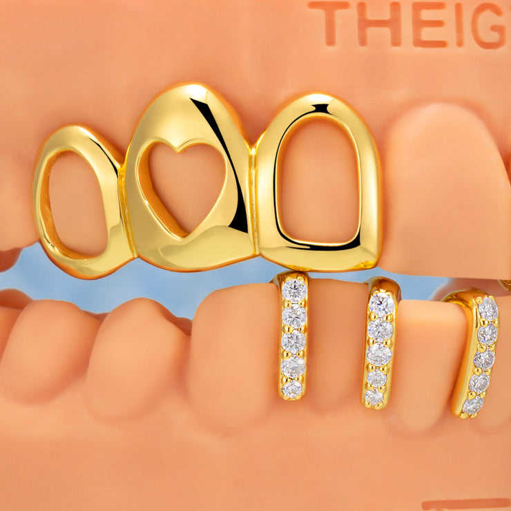 Open Face With Diamond Gap Bar Grillz