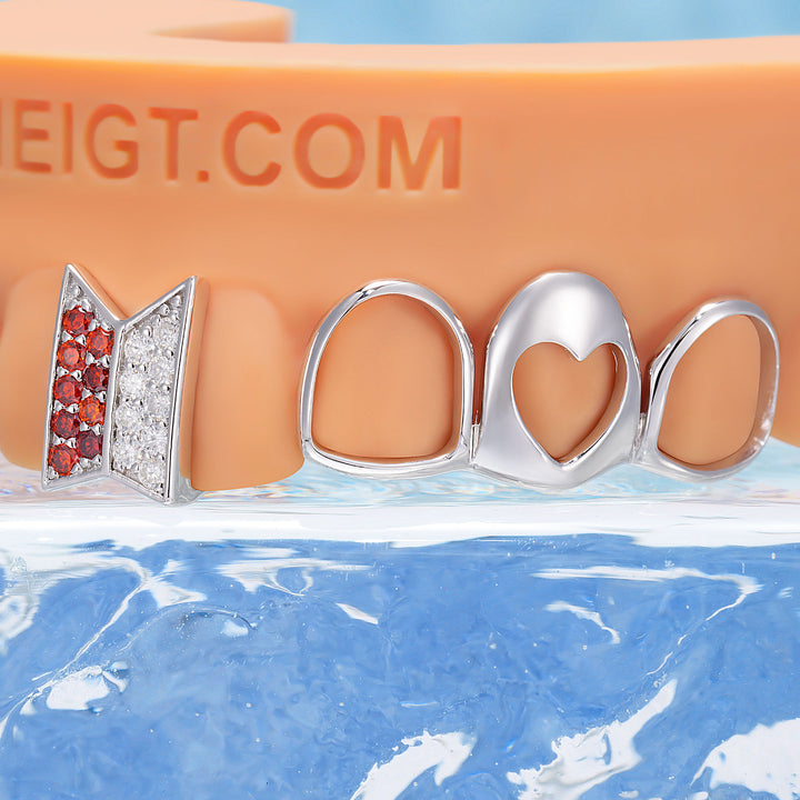 Open Face With Diamond Gap Bar Grillz