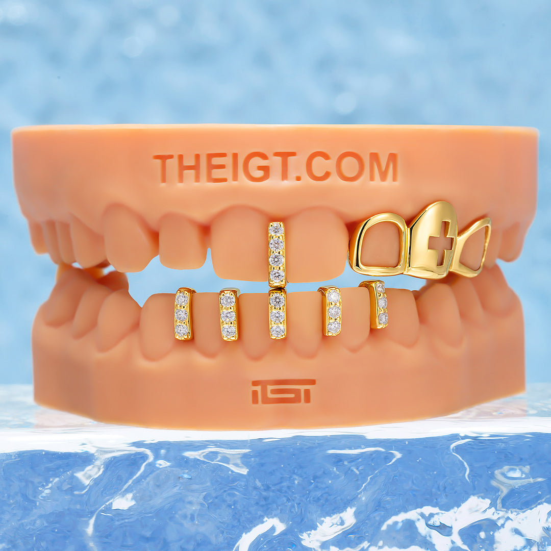 Open Face With Diamond Gap Bar Grillz