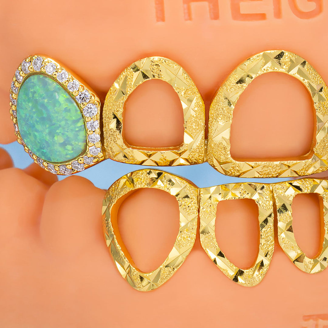 Open Face With Opal Fangs Grillz
