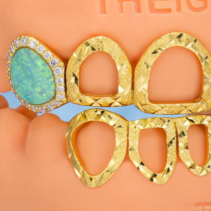 Open Face With Opal Fangs Grillz