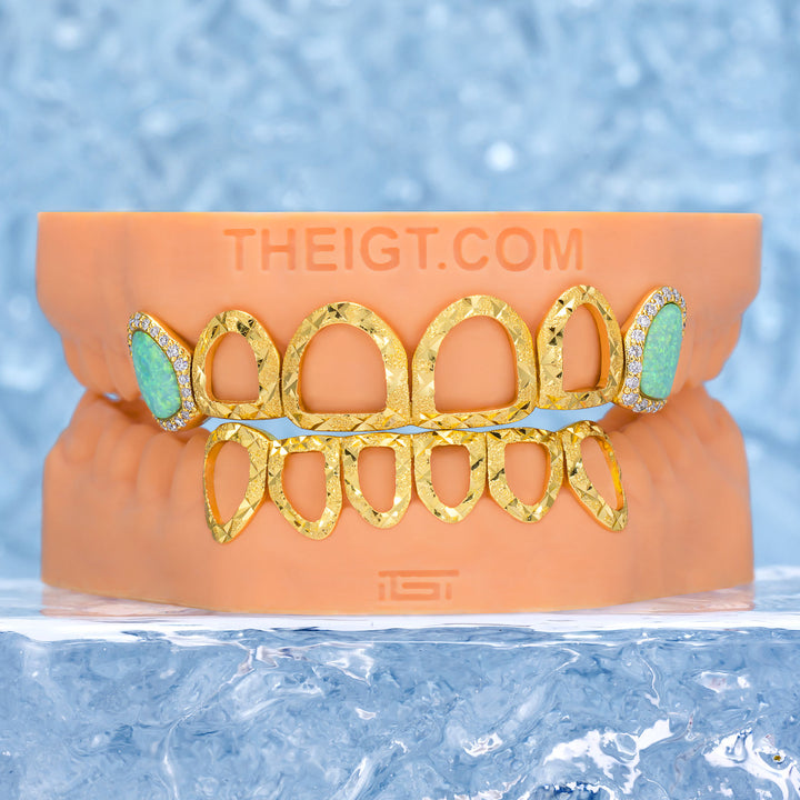 Open Face With Opal Fangs Grillz