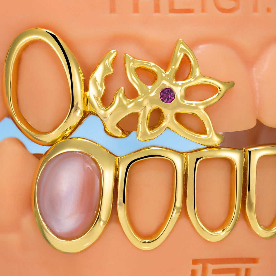 Open Face & Pink Shell Grillz