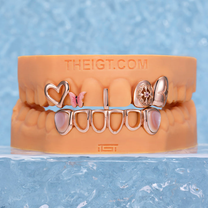 Open Face & Pink Shell Grillz