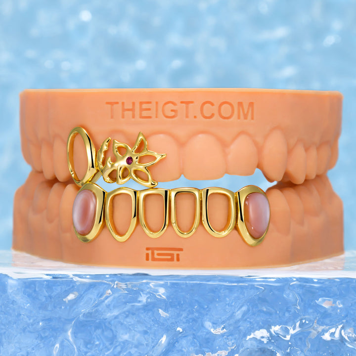 Open Face & Pink Shell Grillz