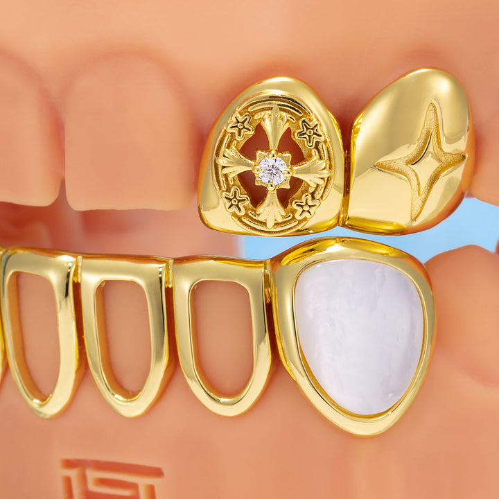 Open Face & Pink Shell Grillz