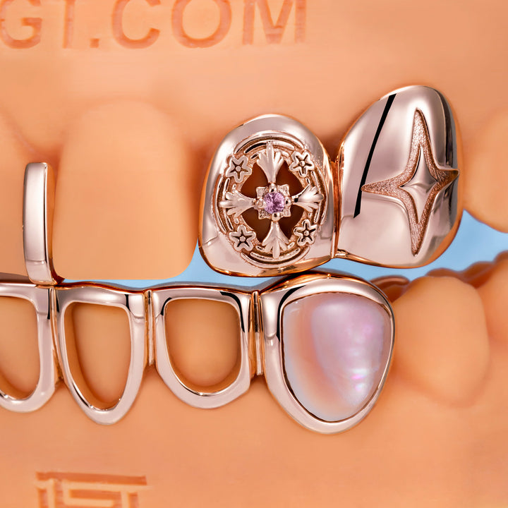 Open Face & Pink Shell Grillz