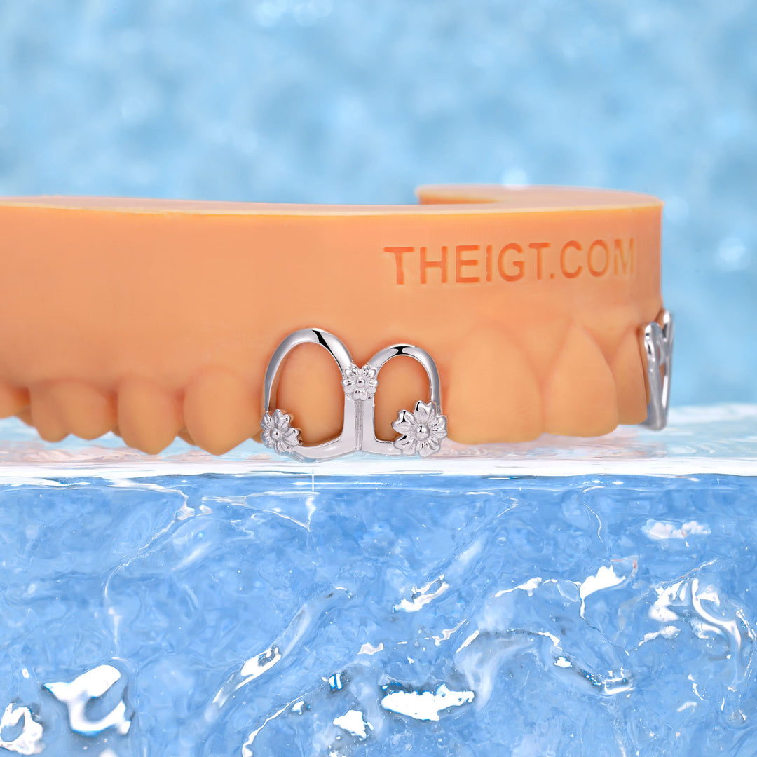 Open Heart with Floral Accent Grillz