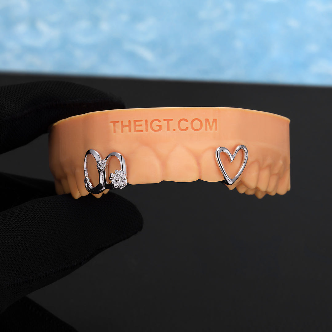 Open Heart with Floral Accent Grillz