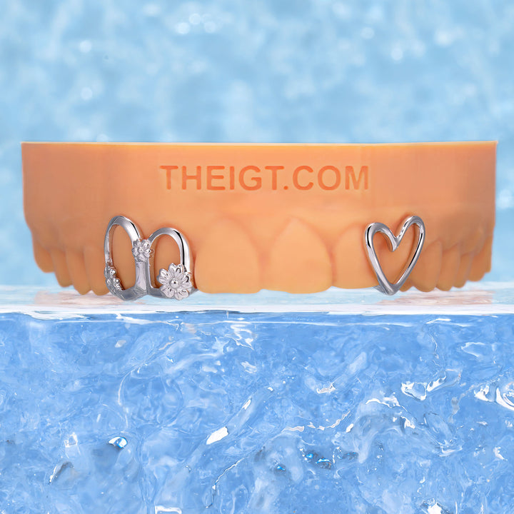 Open Heart with Floral Accent Grillz