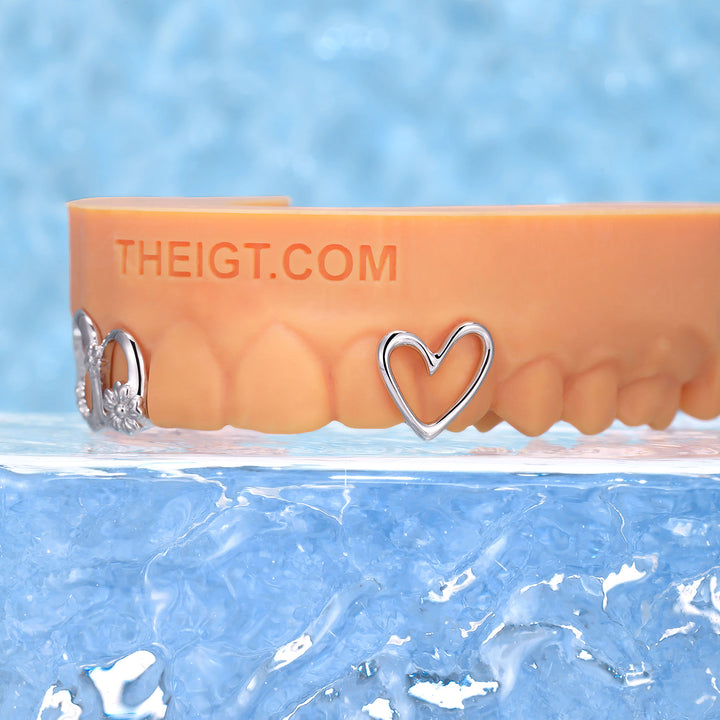 Open Heart with Floral Accent Grillz