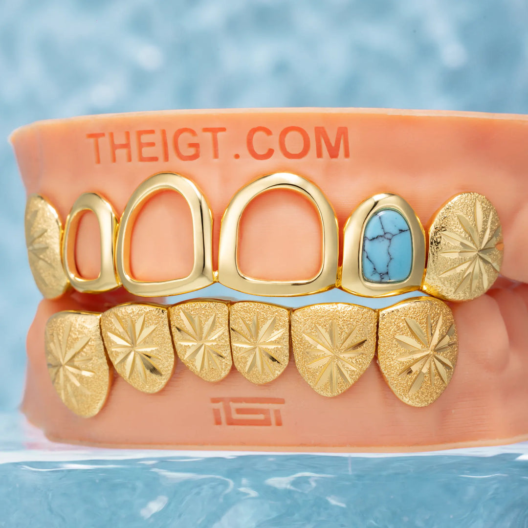 Open Face W Bottom Sunburst Grillz