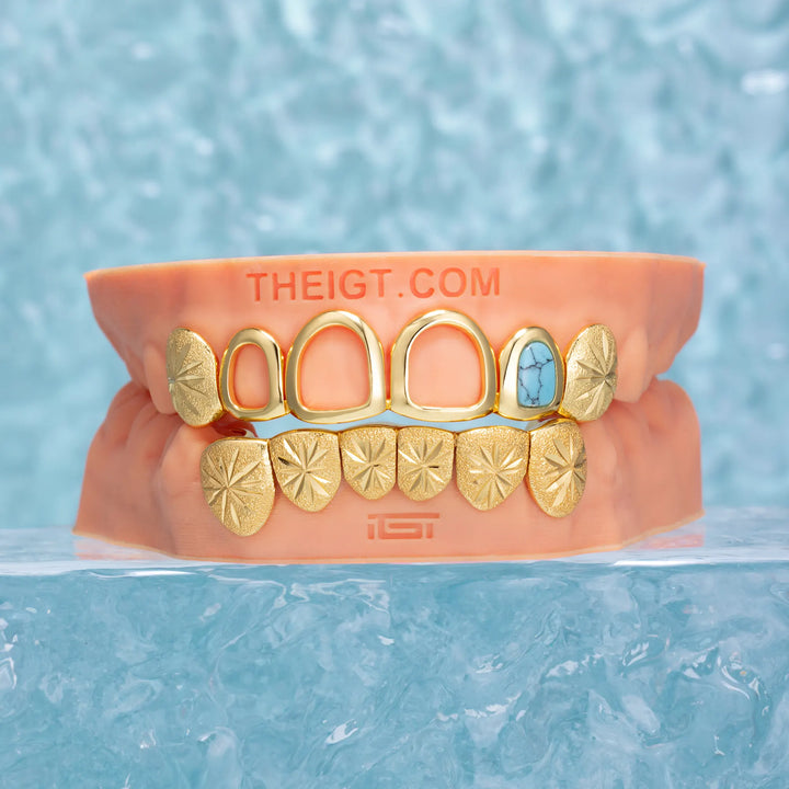 Open Face W Bottom Sunburst Grillz