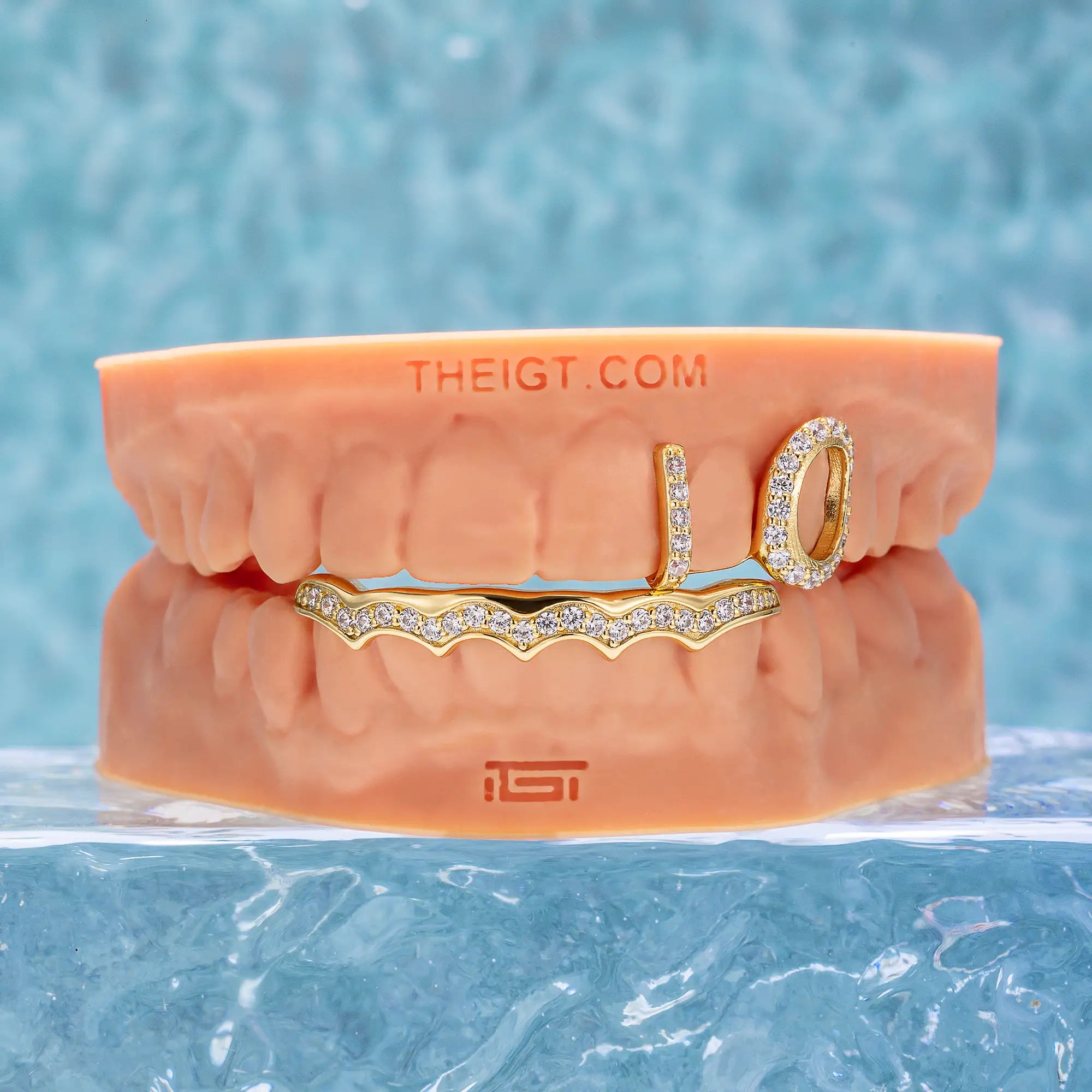 Open Face Wave Diamond Bar Grillz