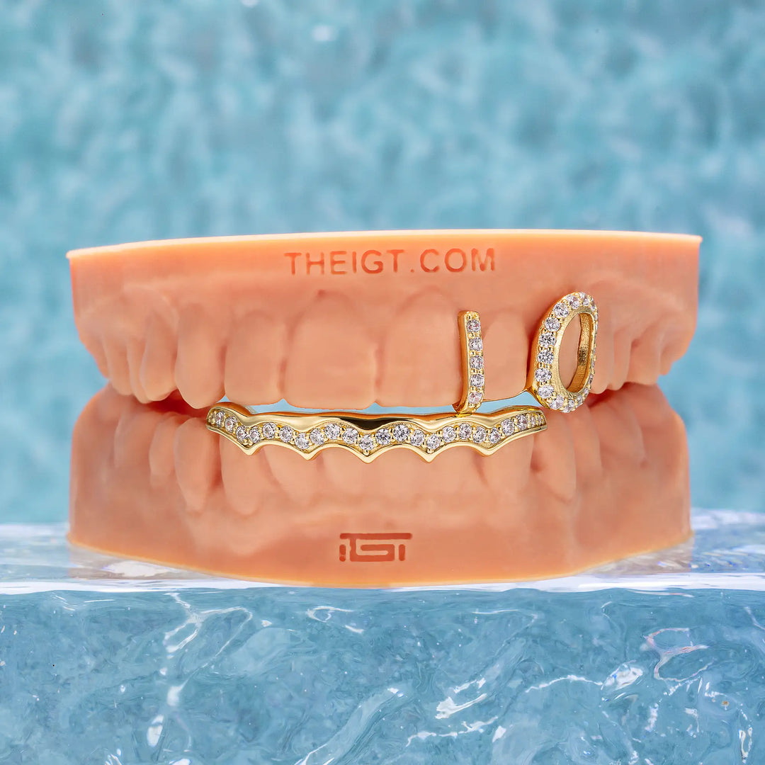 Open Face Wave Diamond Bar Grillz