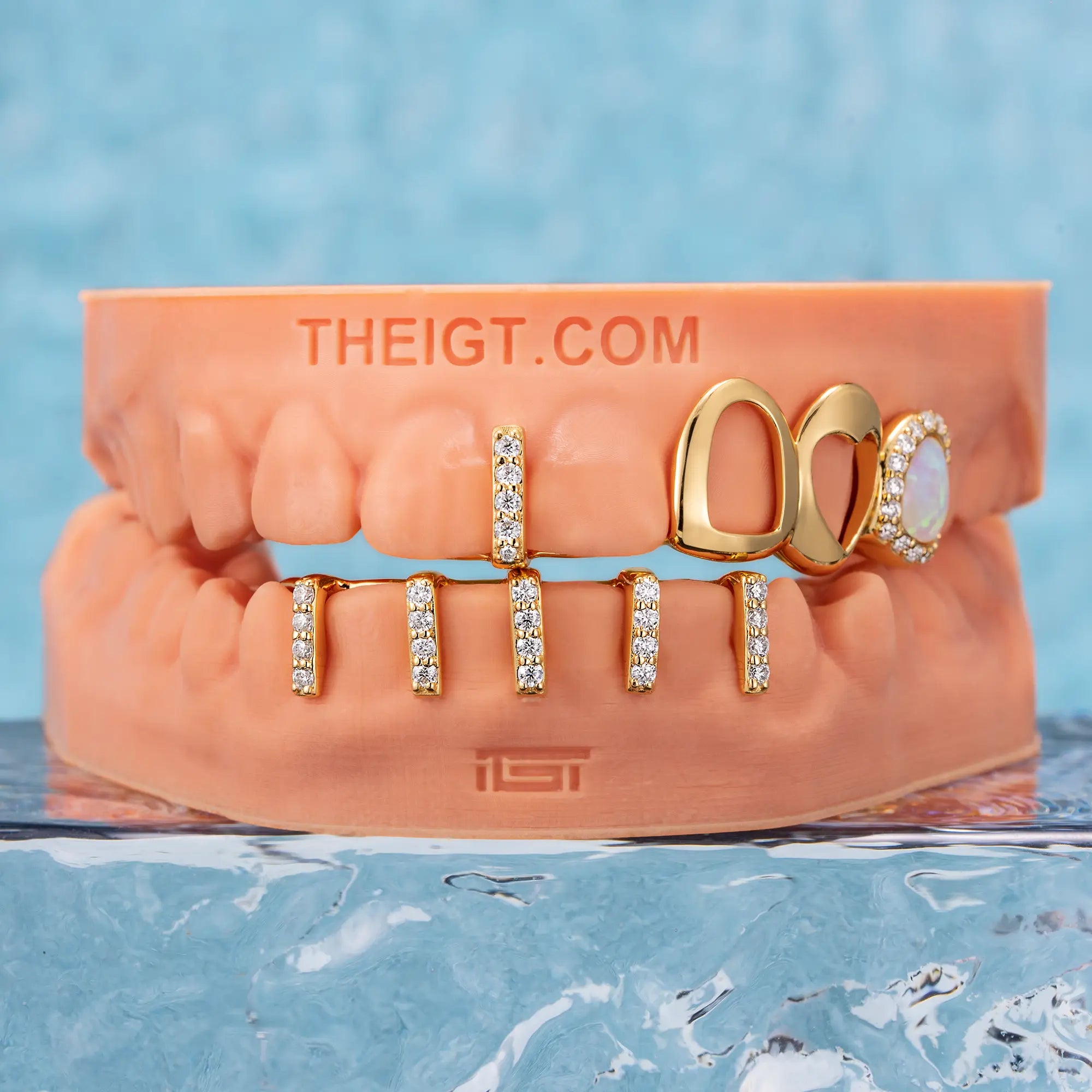 Open Face With Diamond & Opal Gap Bar Grillz