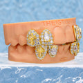 Oval Cut Diamond On Center W Opal Cross Fang Grillz