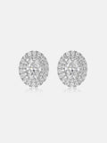 Oval Cut Double Halo Moissanite Stud Earrings