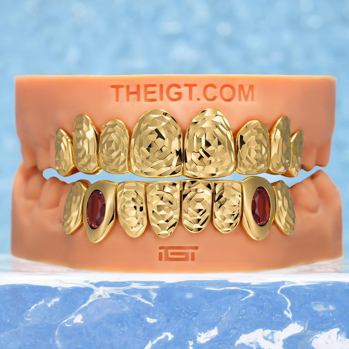 Oval Red Gem Rose Cut Grillz