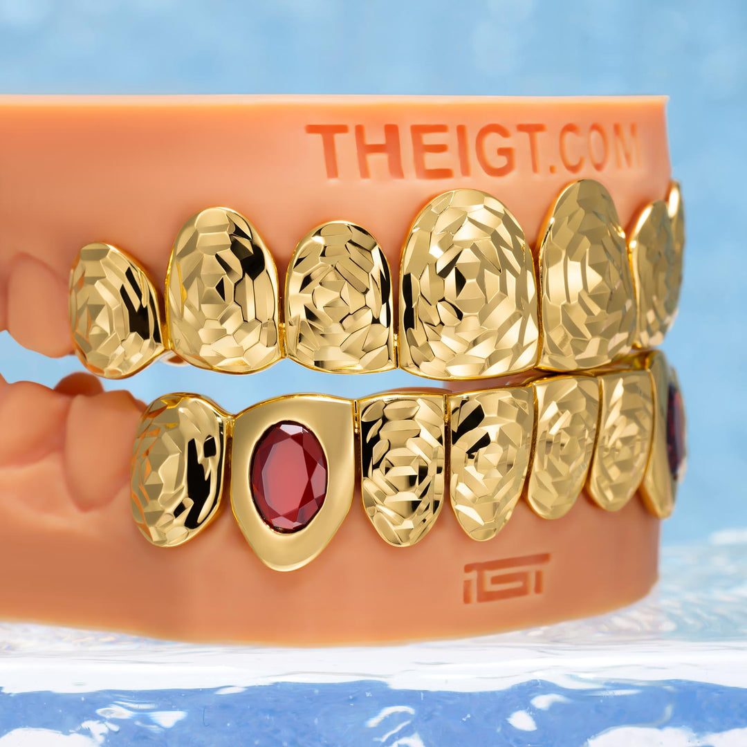 Oval Red Gem Rose Cut Grillz
