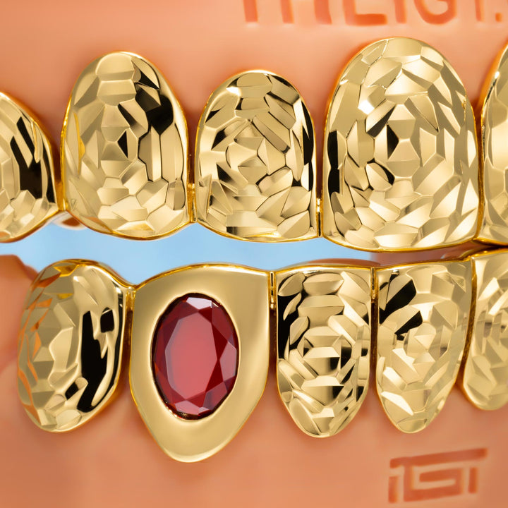 Oval Red Gem Rose Cut Grillz