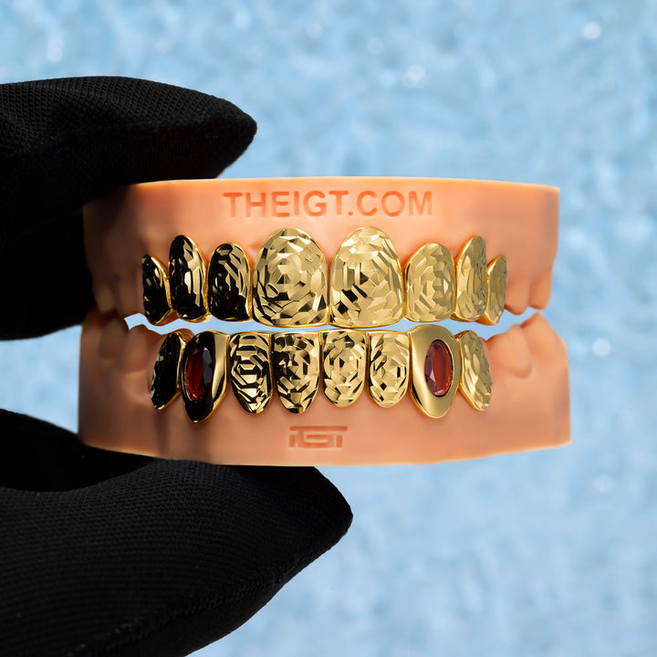 Oval Red Gem Rose Cut Grillz