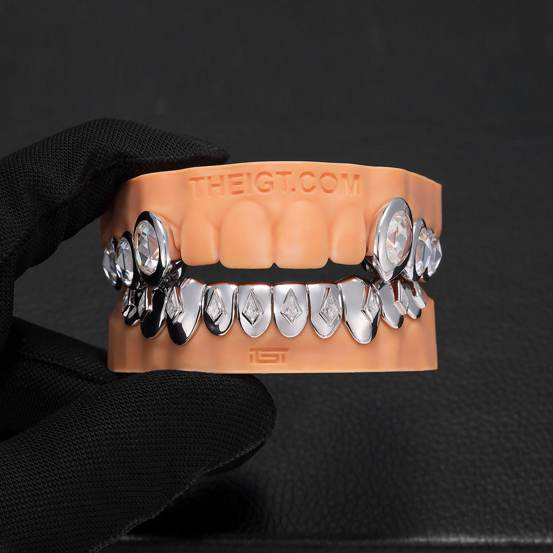 Oval Rhombus Bezel Iced Out Grillz - ICEGIANT
