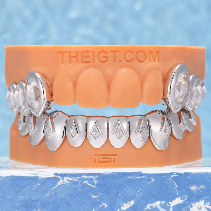 Oval Rhombus Bezel Iced Out Grillz - ICEGIANT