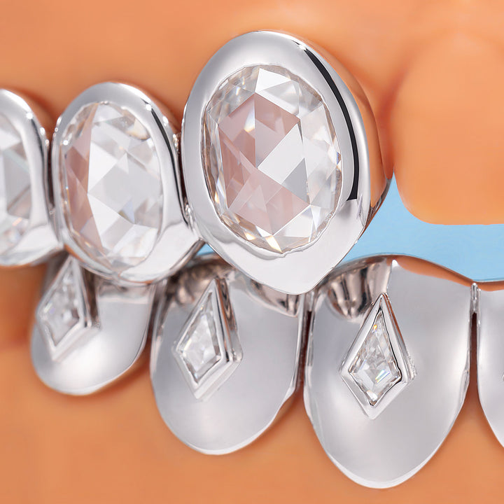Oval Rhombus Bezel Iced Out Grillz - ICEGIANT