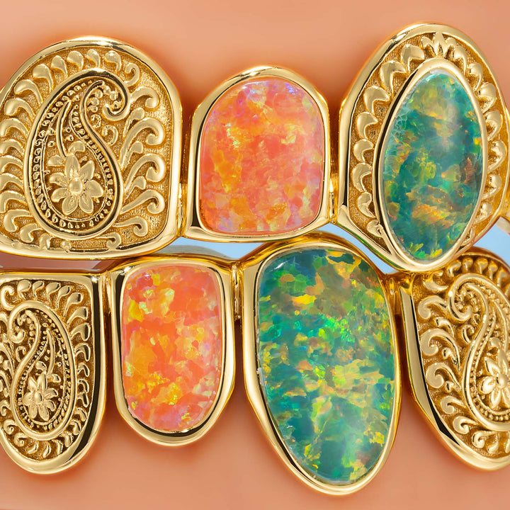 Paisley Fire Opal Filigree Grillz