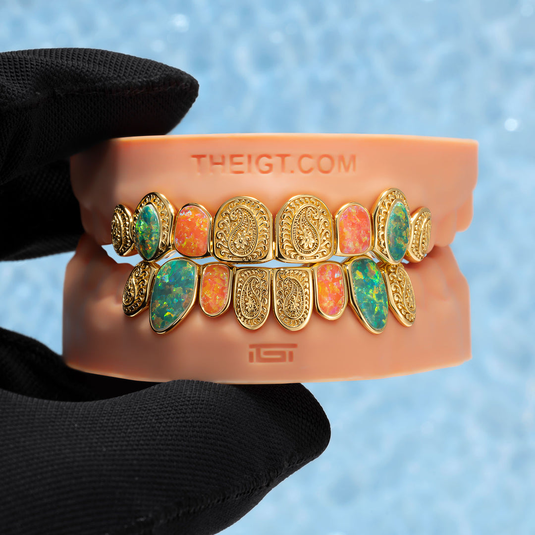 Paisley Fire Opal Filigree Grillz
