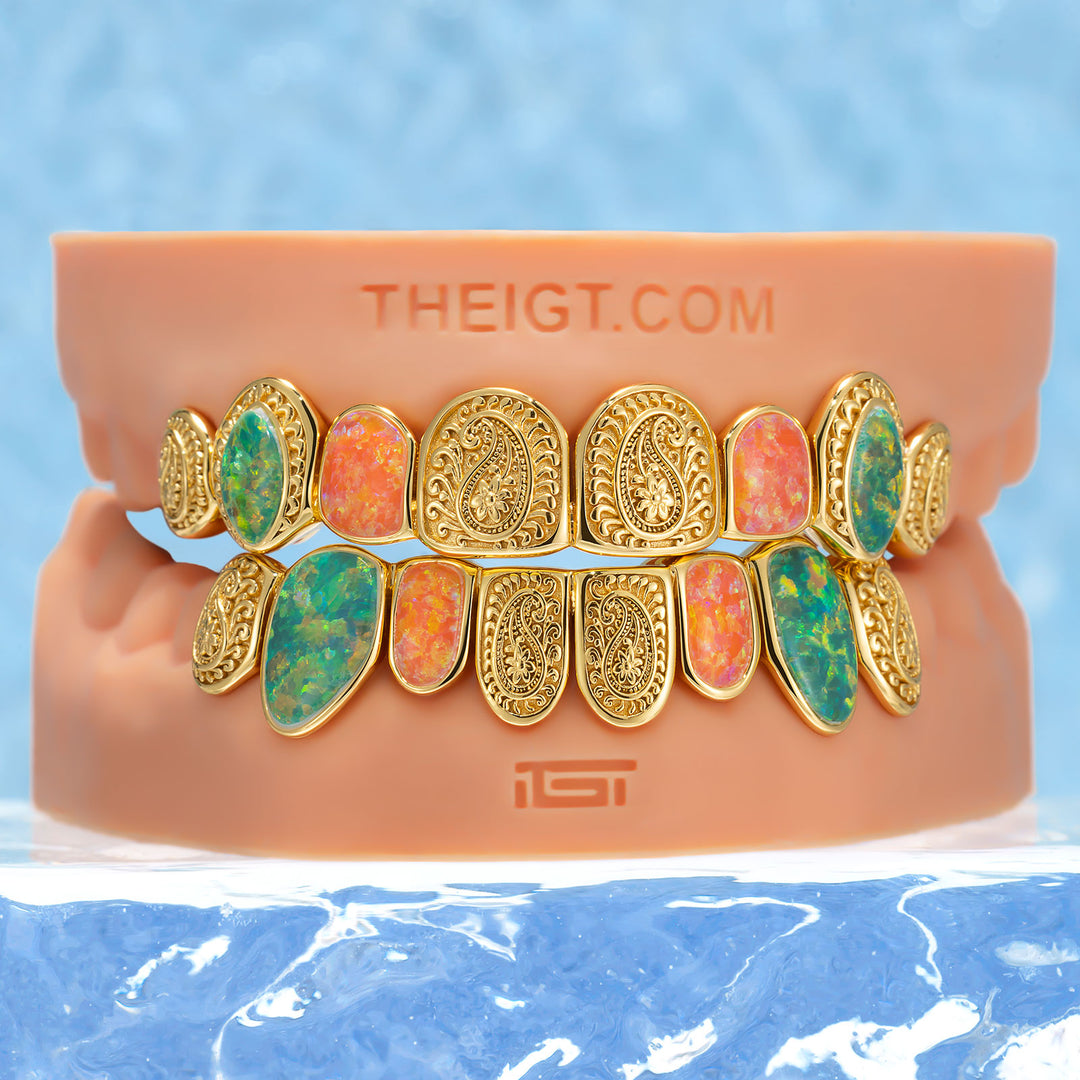 Paisley Fire Opal Filigree Grillz